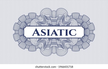 Blue passport rosette. Vector Illustration. Detailed with text Asiatic inside