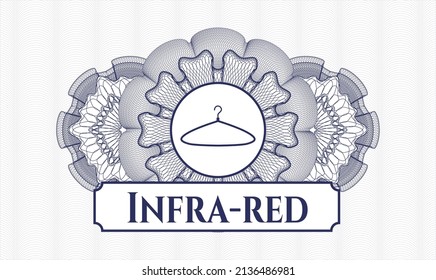 Blue passport rosette. Vector Illustration. Detailed with hanger icon and Infra-red text inside