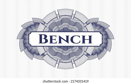 Blue passport rosette. Vector Illustration. Detailed with text Bench inside