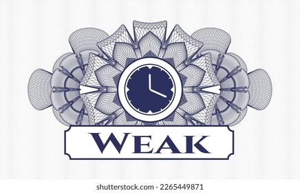 Blue passport rosette. Vector Illustration. Detailed with clock, time icon and Weak text inside