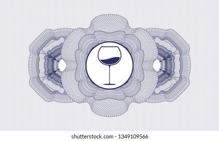 Blue passport rosette with wine cup icon inside