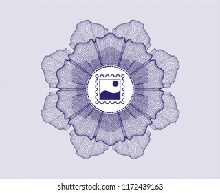 Blue passport rossete with picture icon inside