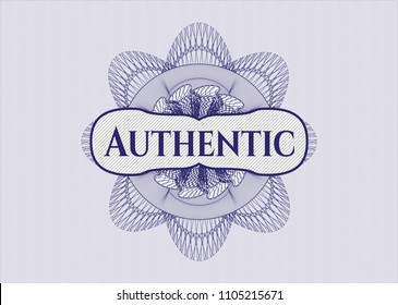Blue passport rossete with text Authentic inside