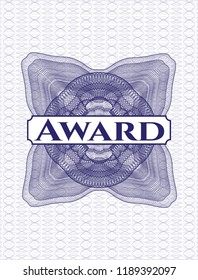 Blue passport rossete with text Award inside