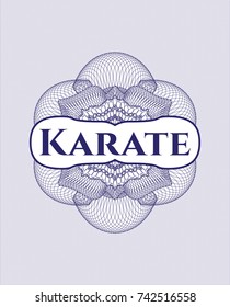 Blue passport rossete with text Karate inside