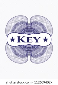 Blue passport rossete with text Key inside