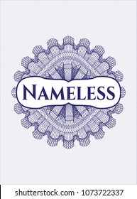  Blue passport rossete with text Nameless inside