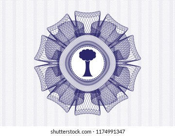 Blue passport rossete with tree icon inside