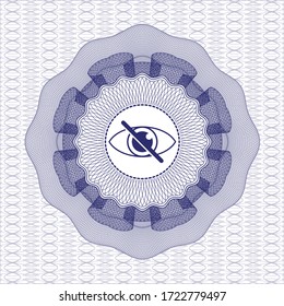 Rosette im Stil eines blauen Reisepasses. mit Blindsymbol innen