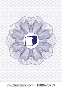 Blue passport style rosette with bread icon inside