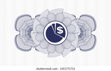 Blue passport style rosette with chart icon inside