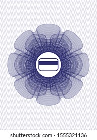 Blue passport style rosette with credit card icon inside