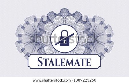 Blue passport style rosette with inaccessible icon and Stalemate text inside