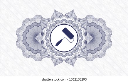 Blue passport style rosette with roller brush icon inside