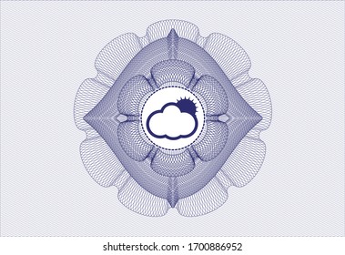 Rosette mit blauem Pass und Sonne hinter Cloud-Symbol innen