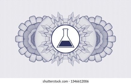 Blue passport style rosette with test tube icon inside