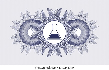 Blue passport style rosette with test tube icon inside