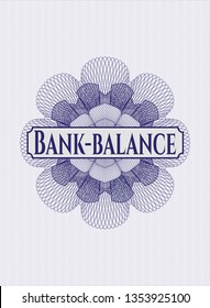 Blue passport style rosette with text Bank-balance inside