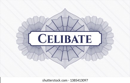 Blue passport style rosette with text Celibate inside