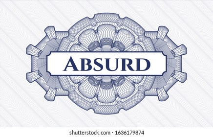 Blue passport style rosette with text Absurd inside