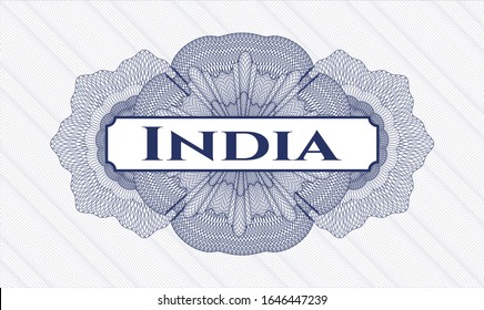Rosette estilo pasaporte azul con texto en India