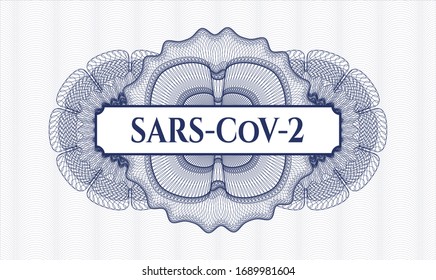 Rosette im Blauen Reisepass mit Text SARS-CoV-2 innen