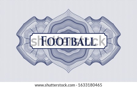 Blue passport style rosette with text Football inside