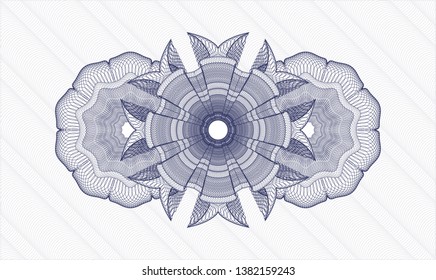 Blue passport style rosette. Vector Illustration. Detailed.