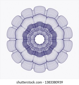 Blue passport style rosette. Vector Illustration. Detailed.