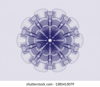 Blue passport style rosette. Vector Illustration. Detailed.