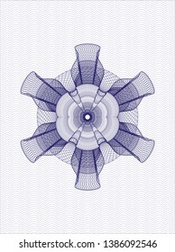 Blue passport style rosette. Vector Illustration. Detailed.