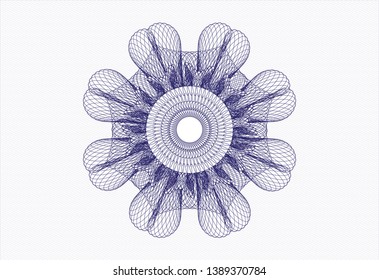 Blue passport style rosette. Vector Illustration. Detailed.