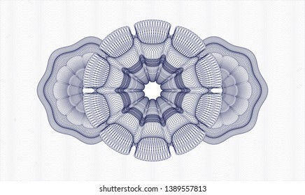 Blue passport style rosette. Vector Illustration. Detailed.
