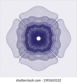 Blue passport style rosette. Vector Illustration. Detailed.
