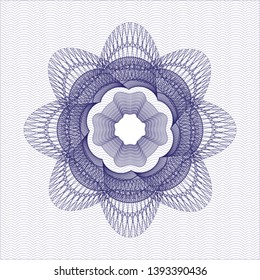 Blue passport style rosette. Vector Illustration. Detailed.