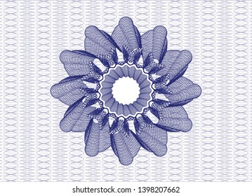 Blue passport style rosette. Vector Illustration. Detailed.