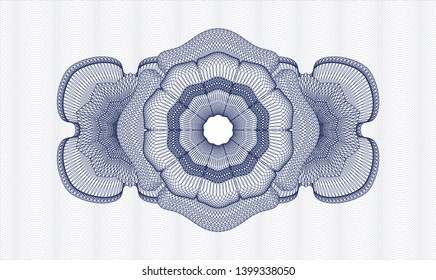 Blue passport style rosette. Vector Illustration. Detailed.