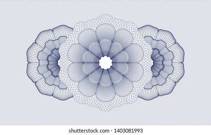 Blue passport style rosette. Vector Illustration. Detailed.