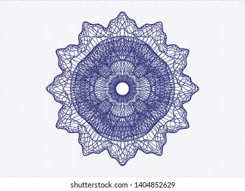 Blue passport style rosette. Vector Illustration. Detailed.