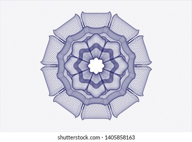 Blue passport style rosette. Vector Illustration. Detailed.