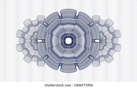 Blue passport style rosette. Vector Illustration. Detailed.