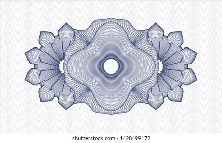 Blue passport style rosette. Vector Illustration. Detailed.