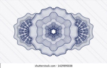 Blue passport style rosette. Vector Illustration. Detailed.