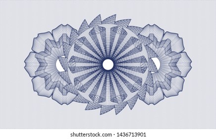Blue passport style rosette. Vector Illustration. Detailed.