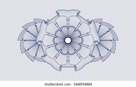Blue passport style rosette. Vector Illustration. Detailed.
