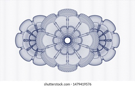 Blue passport style rosette. Vector Illustration. Detailed.