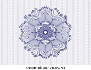 Blue passport style rosette. Vector Illustration. Detailed.
