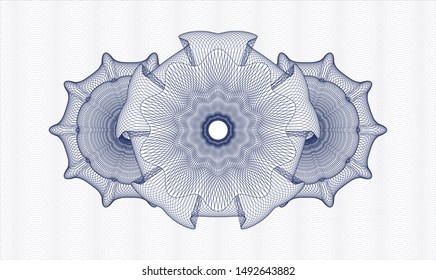 Blue passport style rosette. Vector Illustration. Detailed.