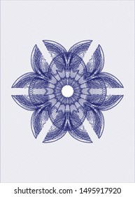 Blue passport style rosette. Vector Illustration. Detailed.