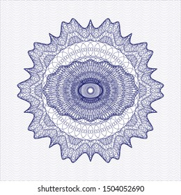 Blue passport style rosette. Vector Illustration. Detailed.